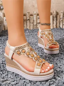 Women's Summer Fashion Wedge Platform Sandals Bohemian Style Height Increasing Slides 2026 New Outdoor Commuting Beach Shoes Flatform
