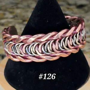 #126 Pure Copper | SS | SB  6 1/4" x 7/8"   Hand-Woven Cuff Bracelet – Handmade Artisan Jewelry – Unisex – Gift Ready