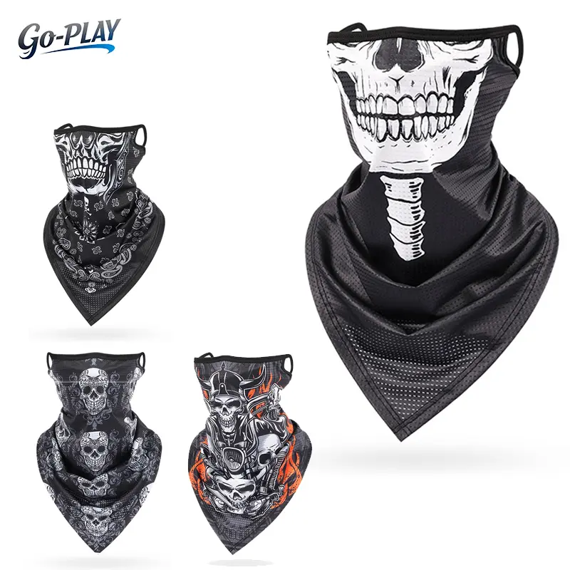 Skull Bandana Face Cover Neck Gaiter with Ear Loops for Men & Women, Breathable Cooling Face Mask, UV Sun Protection Balaclava, Reusable Washable Motorcycle Cycling Fishing Hiking Face Cover, Tactical Skull Scarf for Outdoor Sports & Festival