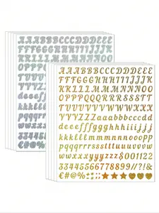 2pcs Mini Alphabet & Number Resin Stickers - Self-Adhesive, Glitter Golden & Silvery, 4.5mm/3mm - Perfect for DIY Epoxy Casting, Scrapbooking & Decor