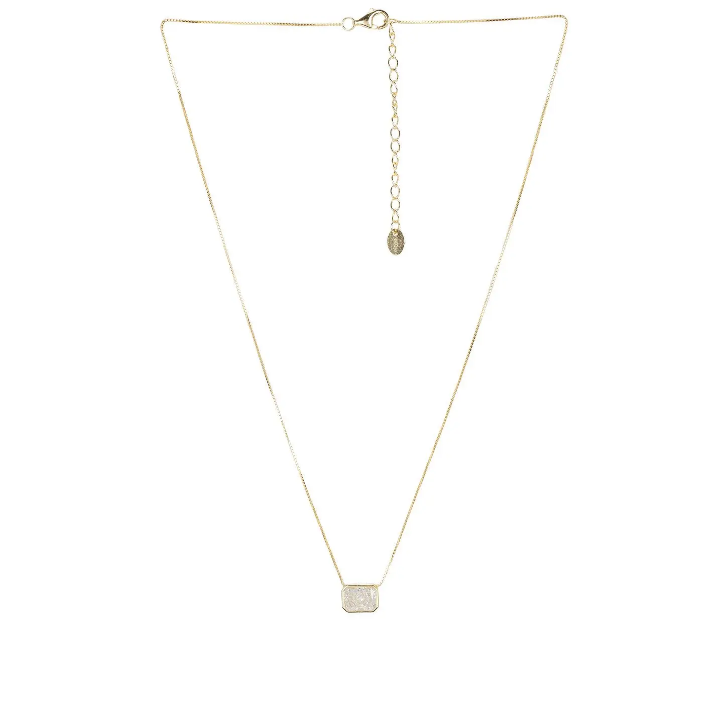 SHASHI Emerald Cut Bezel Necklace in Gold