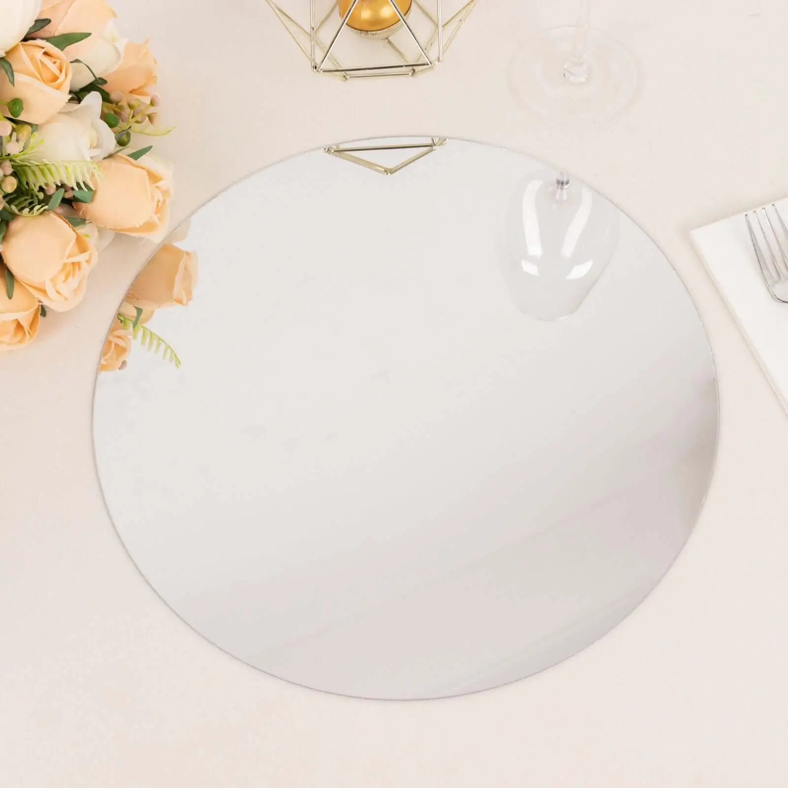 10-Pack 13-in Round Silver Mirror Finish Acrylic Service Plates - Lightweight Kitchen Tableware for Formal Events, Wedding Receptions, 13 Inches