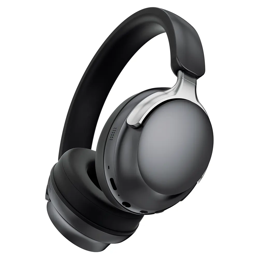 Wireless Bluetooth Over-Ear Active ANC Noise Cancelling Headphones with Hi-Res Audio, 100-Hour Battery Life, Foldable Lightweight Portable Design, Microphone, Compatible with iOS/PC/Android, Ideal for Home Office & Business Trips, Black