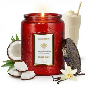 1 Large Wood Wicked Candle | Decorative Glass Candle, 40 Hours Long Burning, Perfect Gift for Women, Mom, and Friends, Ideal for Holiday and Home Decor