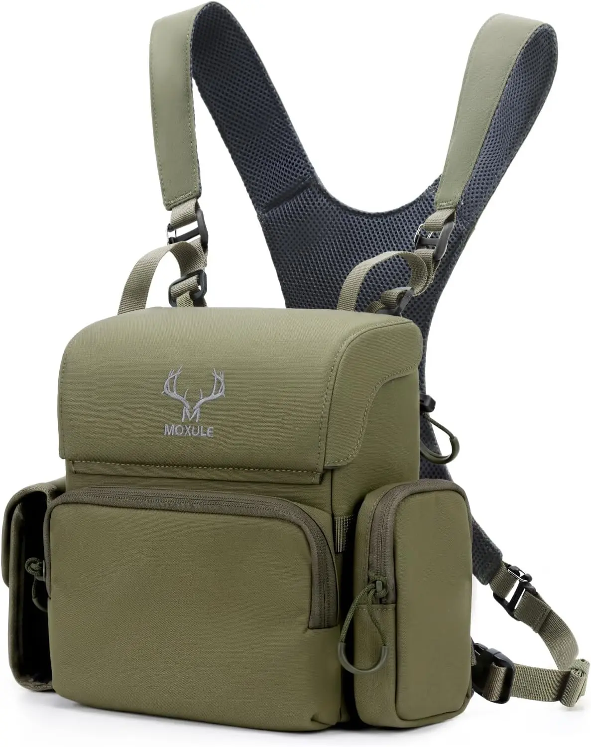 MOXULE XL Binocular Harness Chest Bag - Multifunctional Outdoor Nylon Mesh Bino Case with Rangefinder Pocket, Camping Accessory for Backcountry Exploration, Wildlife Observation, Includes Cleaning Cloth, Multifunctional Chest Bag, Outdoor Chest Bag