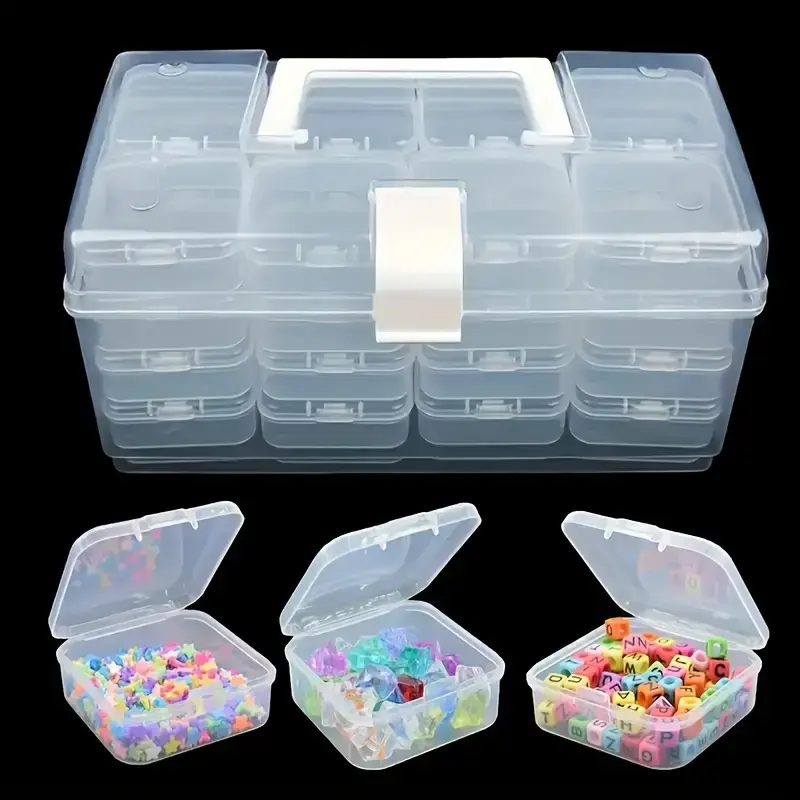 32pcs Plastic Storage Boxes, Craft Bead Additions Sorting Box, Multifunctional Portable Storage Box, Jewelry Nail Beading Finishing Box, Home Storage Supplies Hand Sewing Supplies Storage Organiser
