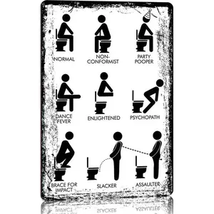 Types of Poopers Funny Bathroom Sign - 12x8 Inch Aluminum Metal Sign, Humorous Restroom Wall Decor for Home, Office, Bar, and Public Spaces - Silly Tin Sign Gift for Bathroom Lovers & Party Hosts