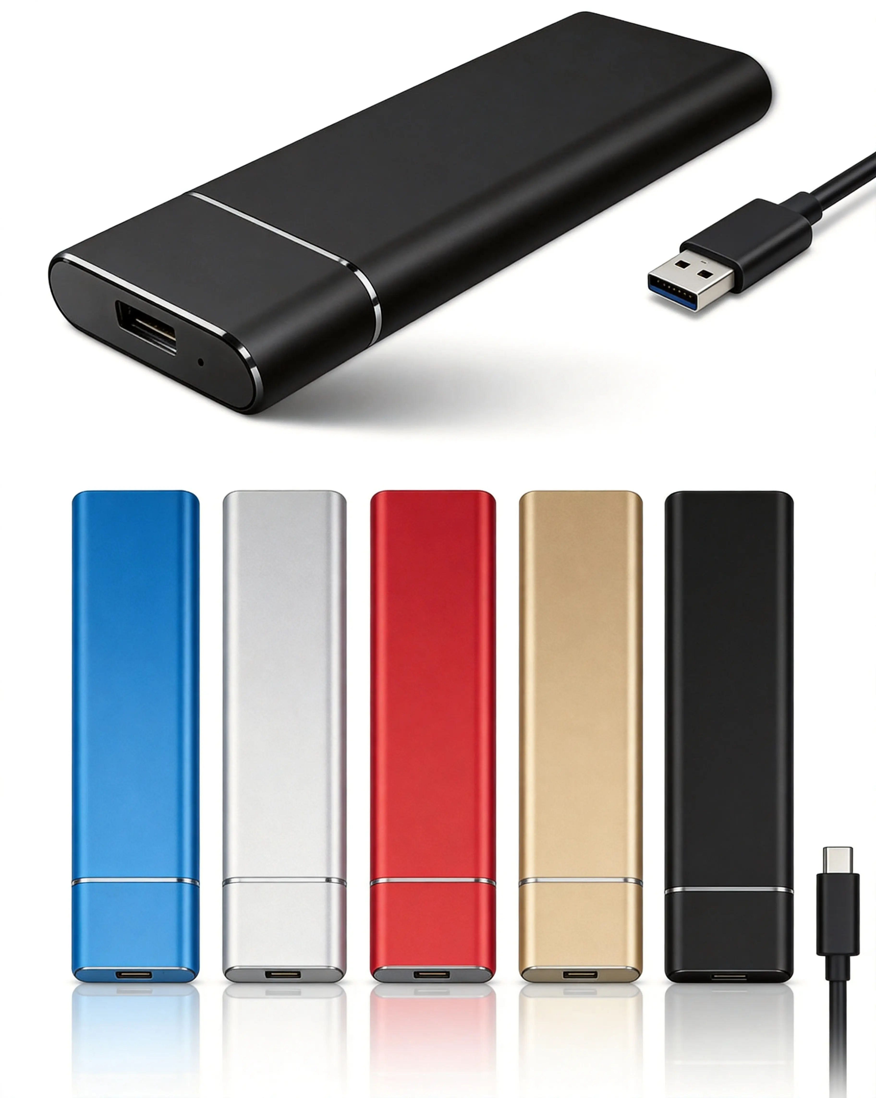1TB Portable External SSD, USB-C Drive for PC, Mac & iPhone 15/16, Dual Cable Included