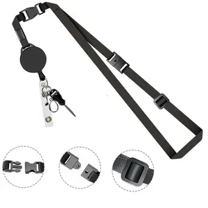 Retractable ID Badge Holder, Portable Keychain with Adjustable Neck Lanyard, Zinc Alloy Climbing Buckle, ID Badge Holder for Men & Women, Badge Reels Retractable