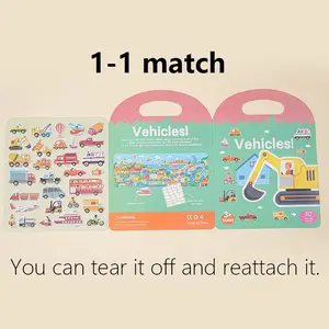 Reusable Bubble Sticker Book for Early Education, 4 Theme Stickers Including Vehicles Suitable for Home & School Use, Perfect for Preschool Learning, Sticker Sheets