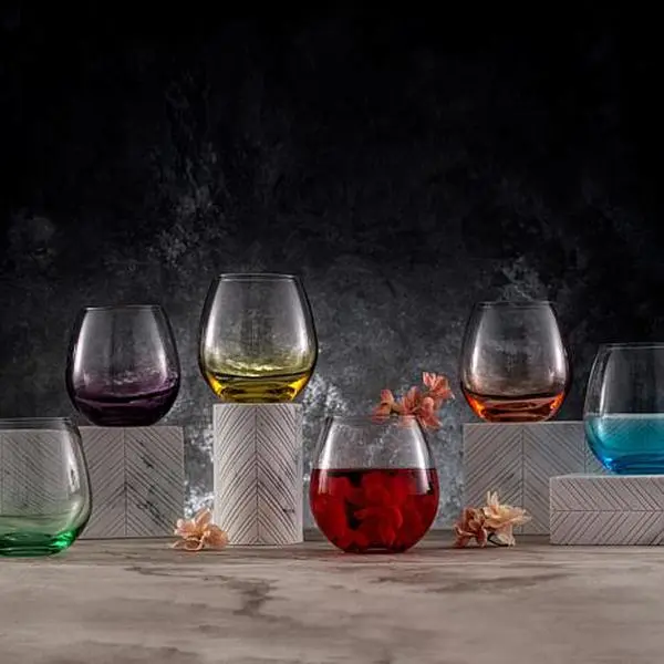 Joyjolt Hue 6-pc. Colored Stemless 15 oz. Wine Glasses