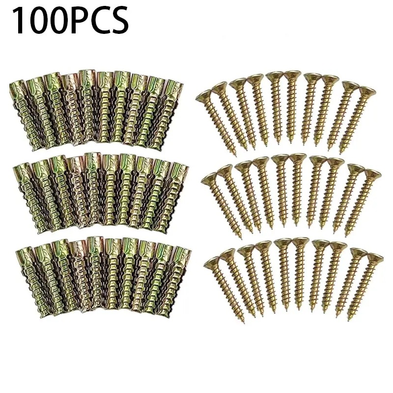 100 Pack Heavy Duty Hollow Wall Anchors with Screws Loose Hinge Hole Repair Kits Ideal for Concrete Wooden Wall and Hinge Hole Repair