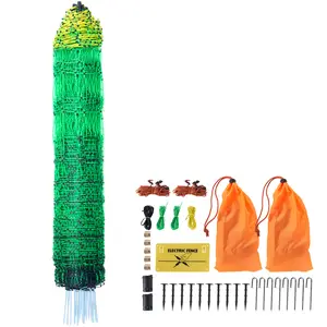 【Spotlight Day】VEVOR Electric Fence Netting, 42" H x 164' L, PE Net Fencing with Posts & Double-Spiked Stakes, Utility Portable Mesh for Goats, Sheep, Lambs, Deer, Hogs, Dogs, Used in Backyards, Farms, and Ranches