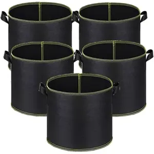 5-Pack 3 Gallon Grow Bags Heavy Duty 300G Thickened Nonwoven Fabric Pots Plant Grow Bags with Handles,for Low Stress Plant Training Fruits, Vegetables, and Flowers(Black) outdoorfun