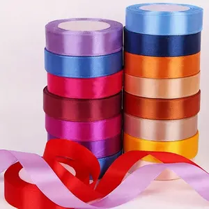 1pc Multicolor Satin Ribbon 2cm X 22m, DIY Gift Wrapping Supplies, Gift Box Packaging, Wedding Cake Decoration, Christmas, New Year, Birthday, Mother's Day