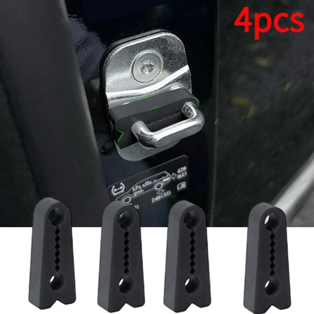 4pcs Car Door Lock Shock Absorber Silicone Cover Noise Reduction & Anti-Collision Pad, Universal Latch Protector for Auto Door
