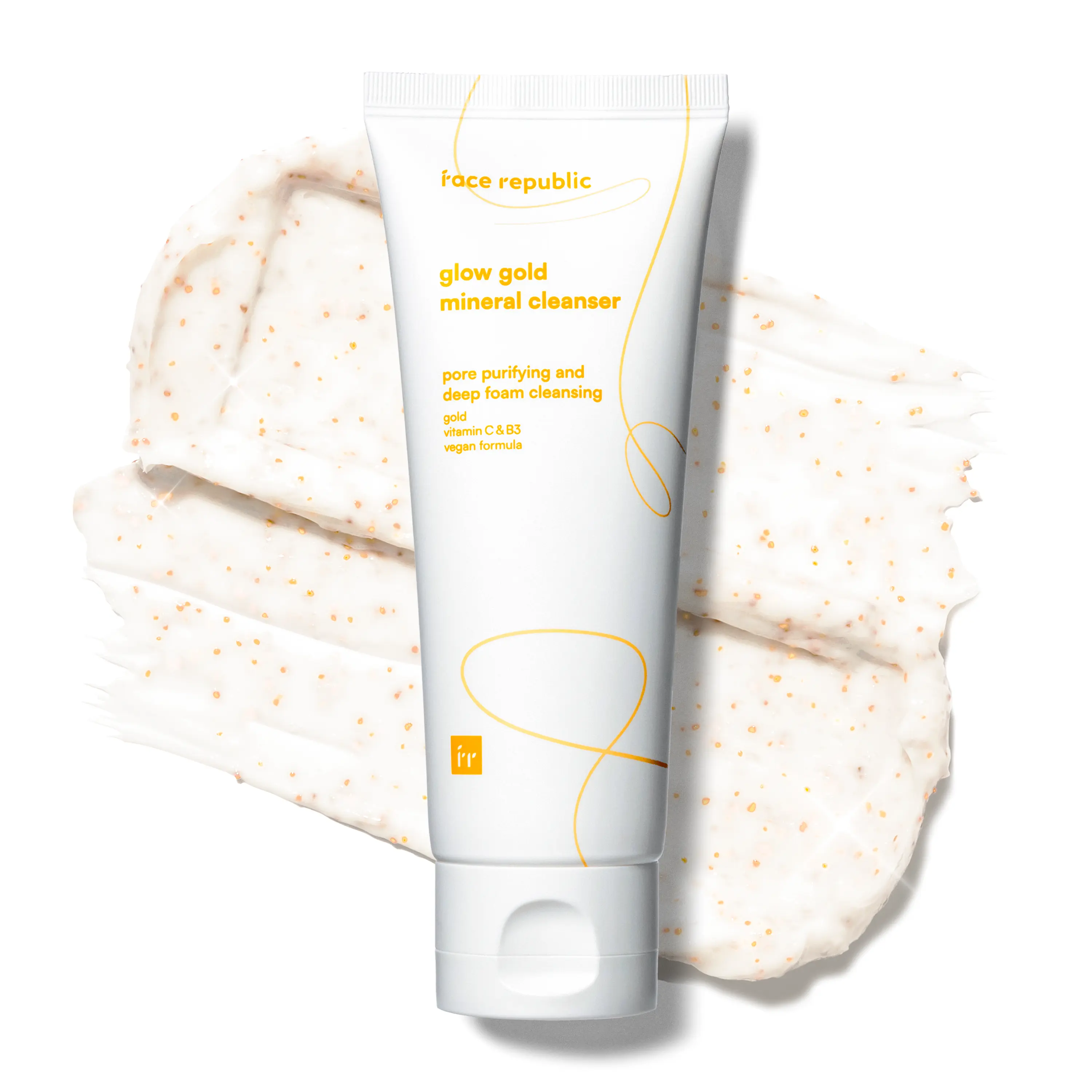 [Official Face Republic Partner] Glow Gold Mineral Cleanser 100ml 3.38 fl oz | Deep Pore Purifying Foam | Vitalizing for Dull Skin | Gold, Rice Bran, Ginseng, Vitamins, Niacinamide | Vegan Korean Skincare
