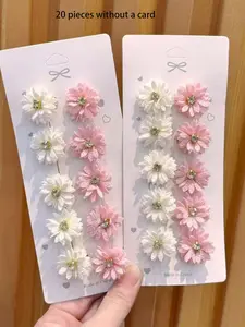 Cute Flower Hair Clips with Rhinestones, 20 Pieces Set, Sweet Sparkling Hair Accessories for Girls & Women