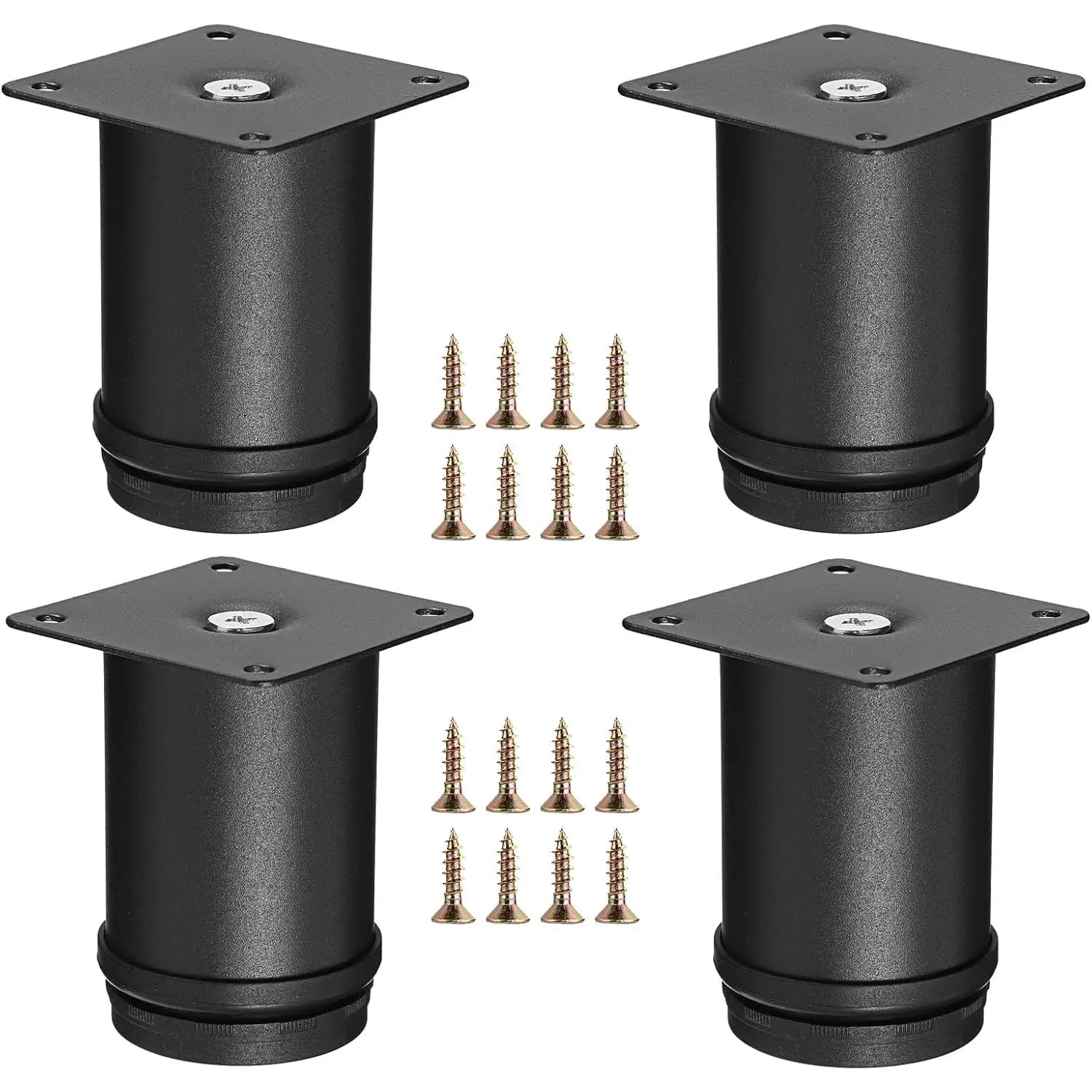4 count 3 Inch Stainless Steel Furniture  Feets Heavy Duty Metal Cabinet , Adjustable Round Metal Furniture Risers Replacement  Extenders for Sofa Chair Desk