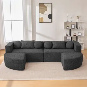 114.9" Boneless Modular Sectional Sofa, Oversized Free-Combined Compression Sofa Bed with Deep Seating & Curved Design, Convertible L-Shaped Couch for Living Room, Apartment, Space-Saving Comfy Sofa