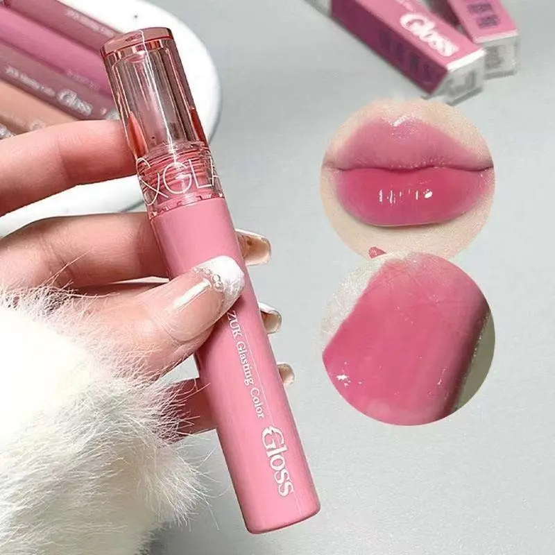 6 colors optional condensed light honey glaze mirror lip glaze glass sense Radiant Glossy moisturizing, Hydrating SPF makeup lasting lip gloss fruit color syrup lip gloss non-sticky daily whitening student girl affordable lipstick lip gloss