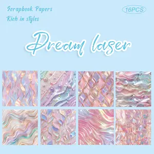 16 Sheets Pink Iridescent Laser Pearl Scrapbook Paper – Aesthetic Craft Paper for Junk Journals, Card Making & DIY Collage,TikTokShopJumpstartSale