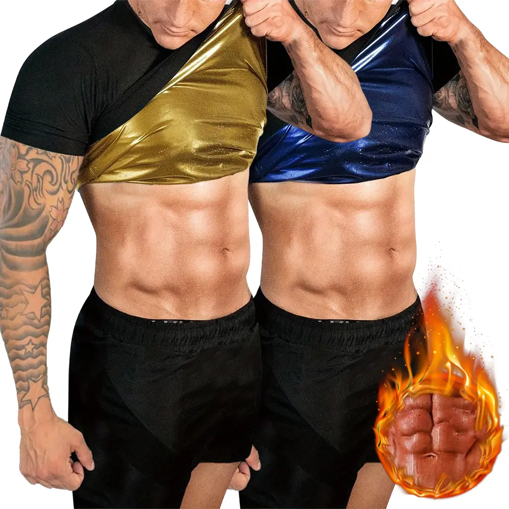 Men's Compression Shirt, Long Sleeve Zip-Up Polyester Sauna Top with Waist Trainer for Gym Workouts, Compression Tops, Fitness Sports Top