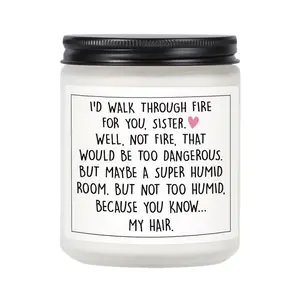 Funny Sister Gifts, Sister Birthday Gifts Ideas- Handmade Lavender Natural Soy Wax Scented Candle- Sisters Gift from Sister Brother for Birthday, Mothers Day, Graduation, Christmas, Sis Candle