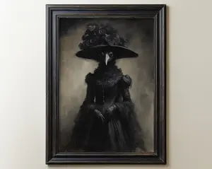 Gothic Plague Doctor Art Print, Victorian Gothic Home Decor, Dark Academia, Dark Moody Prints, Victorian Painting, Witchy Goth Decor