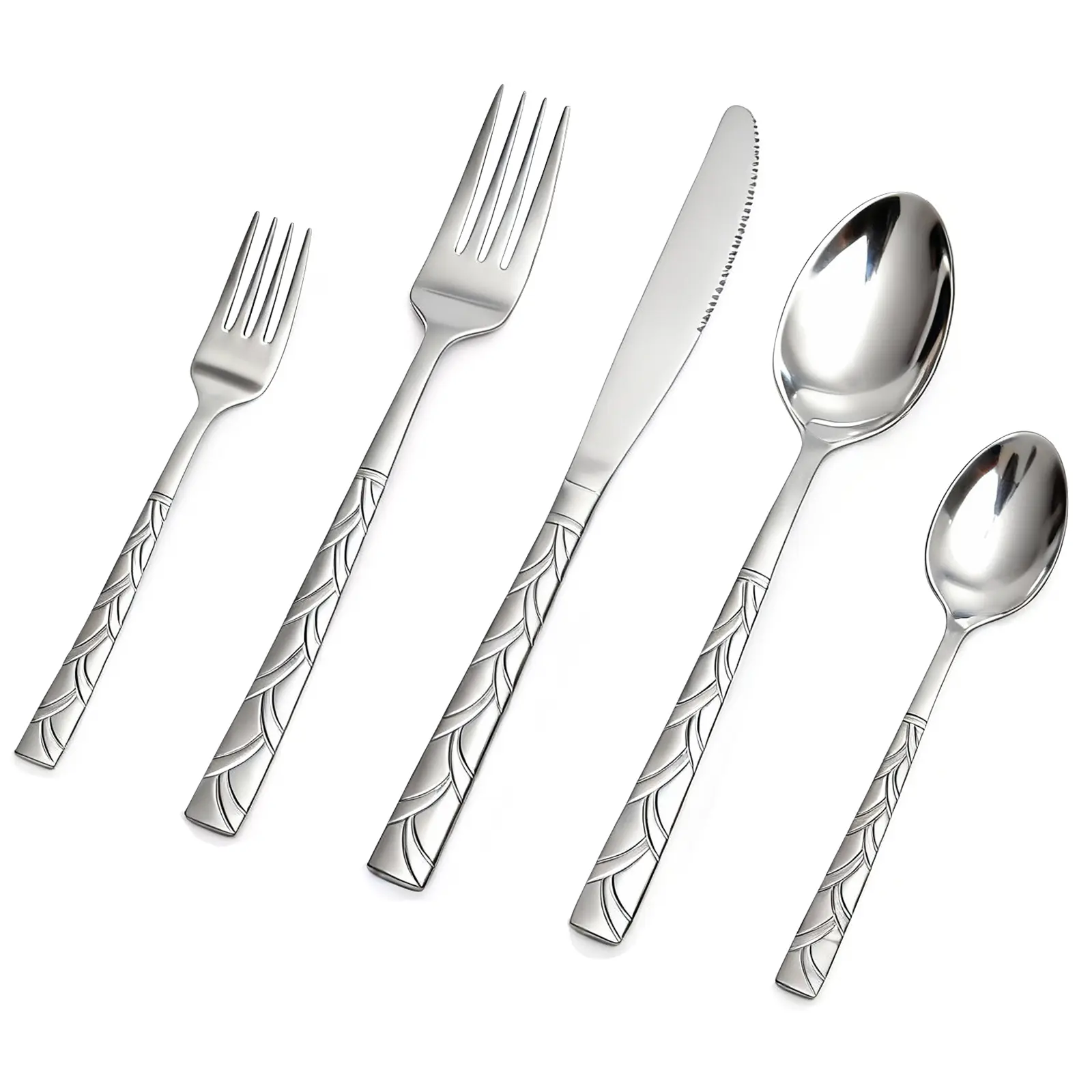 Titanium-Coated Rust-Proof Cutlery Set, Lightweight Durable Corrosive-Resistant Food-Grade Dishwasher-Safe Tableware Kit with Knife, Fork, Spoon, Dessert Forks & Teaspoons for Camping, Travel