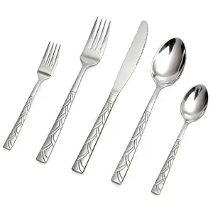 Titanium-Coated Cutlery Set, Lightweight Durable Food-Safe Tableware Kit with Knife, Fork, Spoon, Dessert Forks & Teaspoons for Camping, Travel, Everyday Use
