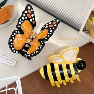 New simulated bee claw hair clip, medium-sized hair clip, holiday-style butterfly hair accessory, half-tied hair shark clip for women |     Eco-Friendly