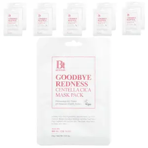 Benton Goodbye Redness Centella Cica Beauty Mask Pack, 10 Sheets, 0.81 oz (23 g) Each