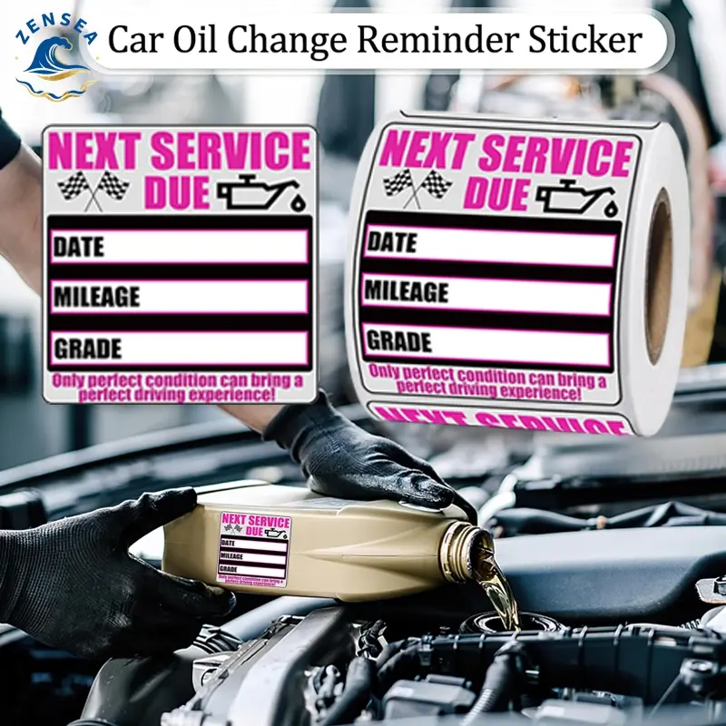 Oil Change Reminder Stickers 2"x2" (50x50mm) - 200pcs/Roll Next Service Due Labels, 1/2/3/6/10 Rolls Multipack for Auto Maintenance