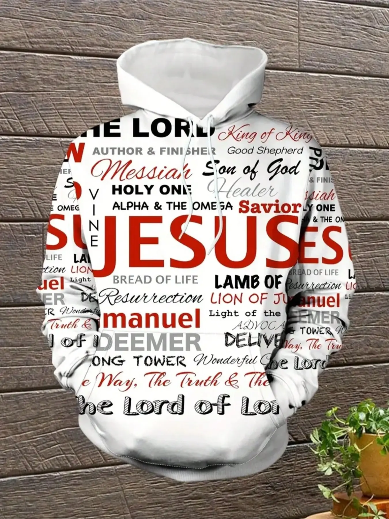 Jesus Print Men's Fashion Casual Hoodie, 100% Polyester Knit Fabric, Slight Stretch, Loose Fit, Long Sleeve, Fall Winter Season, Hoodie And Sweatshirt, Street Fashion Hoodie, Graphic Print Hoodie