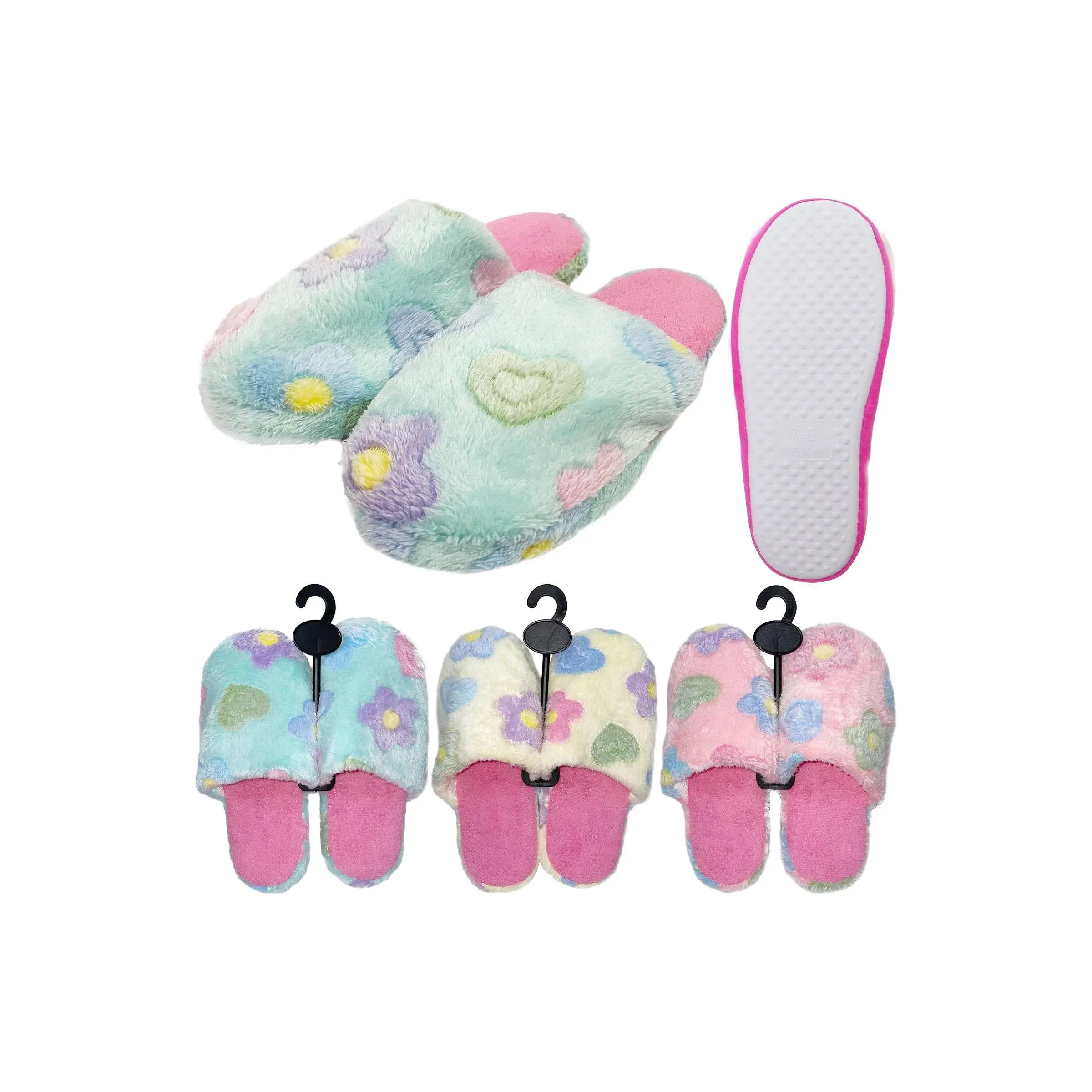 Fuzzy Flower Fleece Lounge Slippers