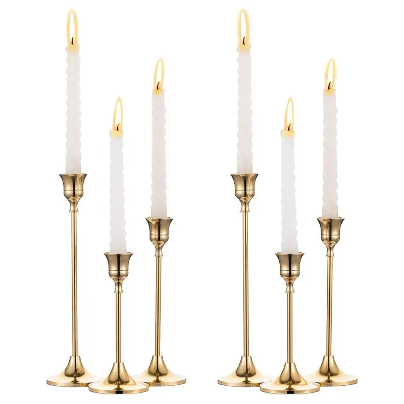 Candle Holder Set, 6 Counts/set Modern Candle Holder, Decorative Candle Holder for Wedding, Dinner Party, Church, Decoration Items, Home Goods, Decorations Supplies, Halloween, Candle Stand