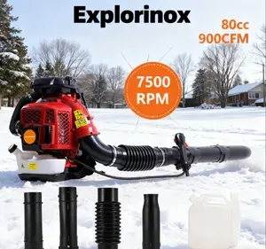 Explorinox 2-Stroke Engine 900CFM Air Volume 2.3L Tank Leaf Blower 80CC Gas Powered Backpack Snow Blower Explorinox 2-Stroke Engine 900CFM Air Volume 2.3L Tank Leaf Blower 80CC Gas Powered Backpack Snow Blower