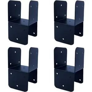 4 Pcs Black 4x4 Deck Post Caps & Tie Brackets, 14 Gauge Post Connectors for to Wood Posts