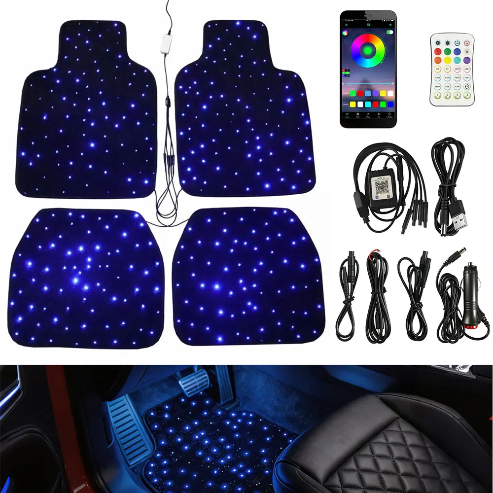 VASTFIRE Luxury Starlight LED Car Floor Mats (4pcs) with Starry Sky Fiber Optic Lights, APP Remote Control, Music Mode, Sound-Activated Interior Lights for SUVs, Trucks | Car Accessories, Cars, Auto Parts Accessories