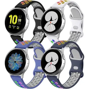 4 Pack Bands Compatible with Galaxy Watch 7 6 5 4 Band 40mm 44mm/Galaxy Watch 6 4 Classic 43mm 47mm 46mm 42mm/Watch 5 pro 45mm,Active 2 Band, 20mm Watch Band Soft Silicone Band Women Men