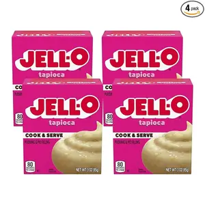 Jell-O Tapioca Cook & Serve Pudding & Pie Filling 3oz Box Pack of 4 80 Calories per Box 4 Pack