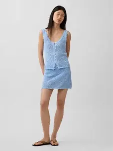 GAP 100% Cotton Pointelle Mini Sweater Skort