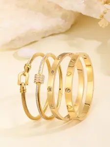 4 pieces of minimalist stainless steel star bracelets, fashionable classic style, stackable jewelry, suitable for men and women's daily wear, parties, Valentine's Day, Christmas jewelry, Accessories