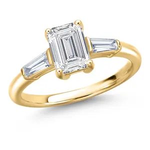 Gem Stone King 1.20 Cttw IGI Certified Lab Grown Diamond in 10K Yellow Gold Engagement Ring For Women | Center Diamond 1 Ct | D-E Color | VS1 Clarity
