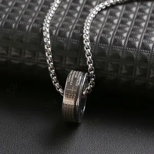 Titanium steel necklace ring engraved cross necklace men's daily wear gift