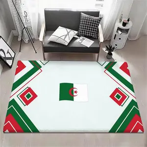 ALG Algeria national football team Floor Mat Eco Flannel Doormat Non-Slip Odorless Soft Short Plush Indoor Floor Rug Home Decor Aesthetic Bedroom Living Room Kitchen Mat 6 Sizes Available 40x60 50x80 60x90 80x120 100x160 120x160cm