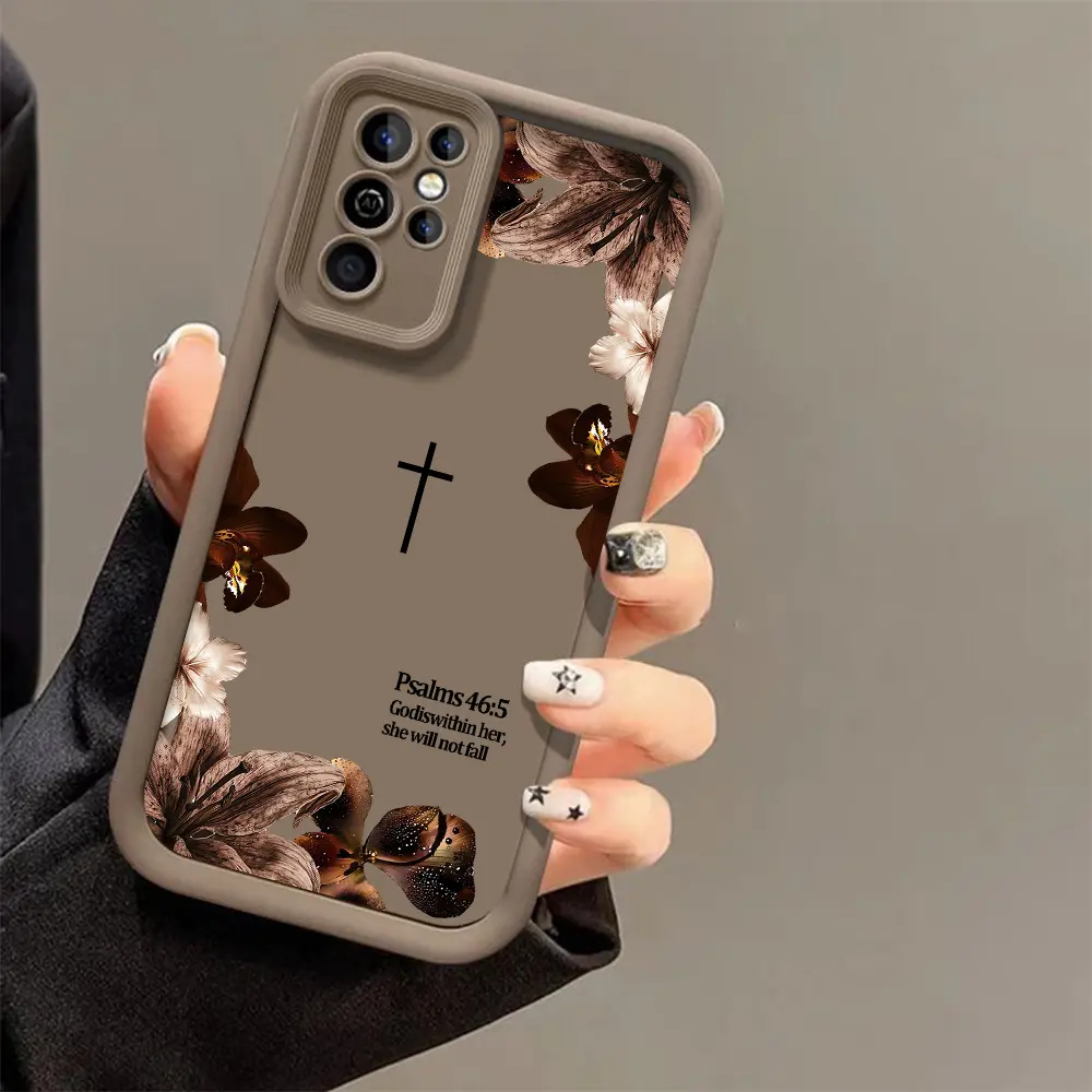 Christian Psalms 46:5 Cross phone case for Samsung S26/S25/S23/S24/S22/S21/NOTE20/PLUS/ULTRA/FE/A54/A53/A52/A36/A35/A34/A33/A17/A16/A15/A14/A13 cover soft shockproof protective Shell Protection Protection Gift for Vintage Floral Aesthetics Lover