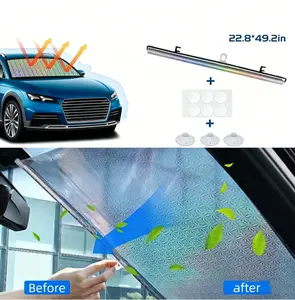 1-PACK Retractable Car Windshield Sun Shade Silver Front Window Sun Visor Protector UV Reflective for Vehicle Interior Summer Use:50*125