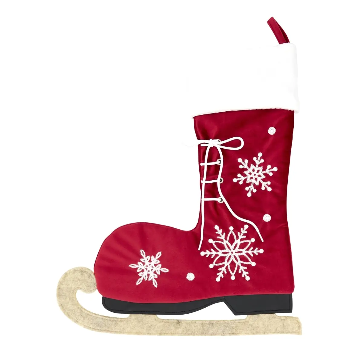 Saro Lifestyle 8260.R25 25 in. Red Wintry Charm Ice Skate Stocking - Holiday Christmas Decor, Frosty Enchantment Festive Home Supply for All Ages, 25 Inches, Ice Skate Design